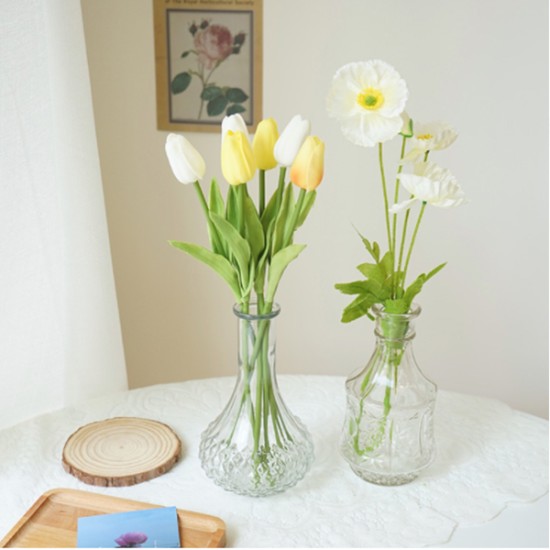 Vintage Style Decorative Clear Glass Flower Vase Home Decoration, Vases, Living Room image