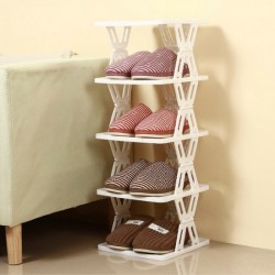 4 Tier Folding Shoe Rack Space-Saving Vertical Shoe Tower