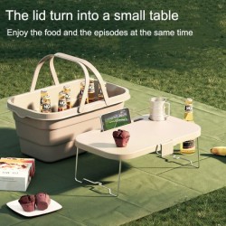 Multifunctional Picnic Basket Foldable Storage Box with a Small Table Multifunctional Picnic Basket Foldable Storage Box with a Small Table
