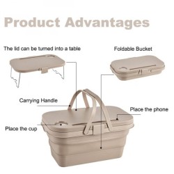 Multifunctional Picnic Basket Foldable Storage Box with a Small Table