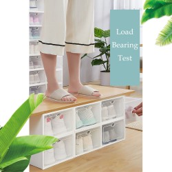 Stackable Plastic Shoe Storage Boxes With Clear Door 6 Pieces