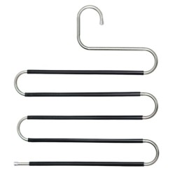 Stainless Steel Clothes Hangers S Shape Pants Storage Hangers with Anti-Slippery Pads 4 Pcs