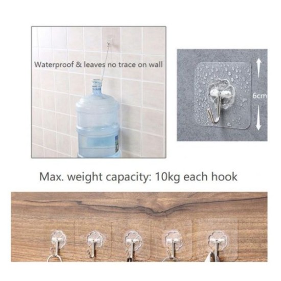 Transparent Individual Wall Hook Pack of 5 Storage & Organisation, Hallway, Home Organizers image