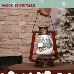 Christmas Snow Scene Lantern with Bronze Colour