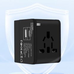 Universal Travel Adapter, 2400mA International Plug Adapter with USB & Type-C, All-in-One Worldwide Charger for US, UK, EU, AU