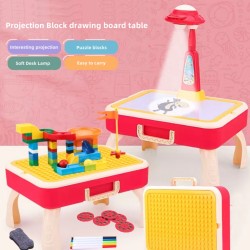 2-in-1 Suitcase Building Blocks Learning Table-Red 2-in-1 Suitcase Building Blocks Learning Table-Red