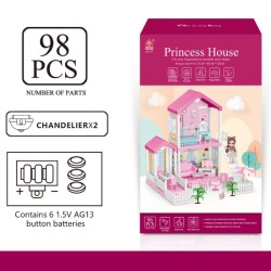 Charming Dollhouse Playset with Soft Playmat, Lights, and 3 AG13 Button Batteries - Perfect Gift for Kids