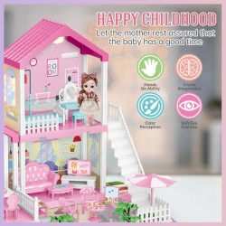 Charming Dollhouse Playset with Soft Playmat, Lights, and 3 AG13 Button Batteries - Perfect Gift for Kids Charming Dollhouse Playset with Soft Playmat, Lights, and 3 AG13 Button Batteries - Perfect Gift for Kids