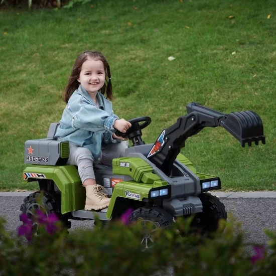 Kids Electric Ride-On Excavator with Lights, Music, and Full-Power Digging Arm