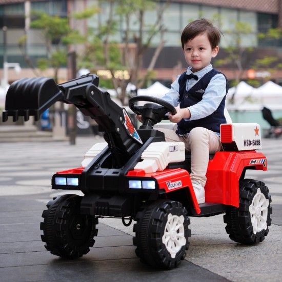 Kids Electric Ride-On Excavator with Lights, Music, and Full-Power Digging Arm