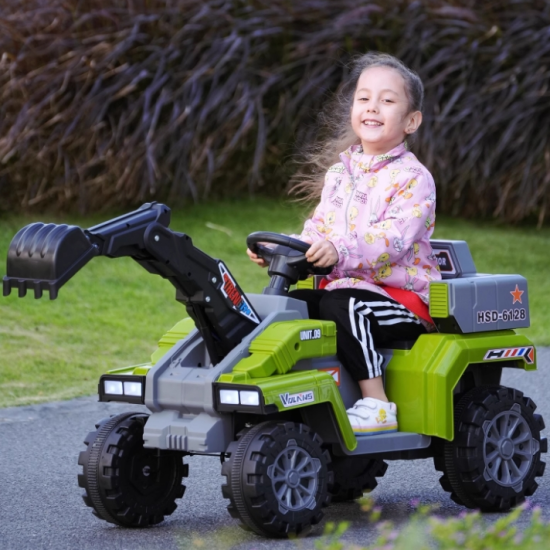 Kids Electric Ride-On Excavator with Lights, Music, and Full-Power Digging Arm