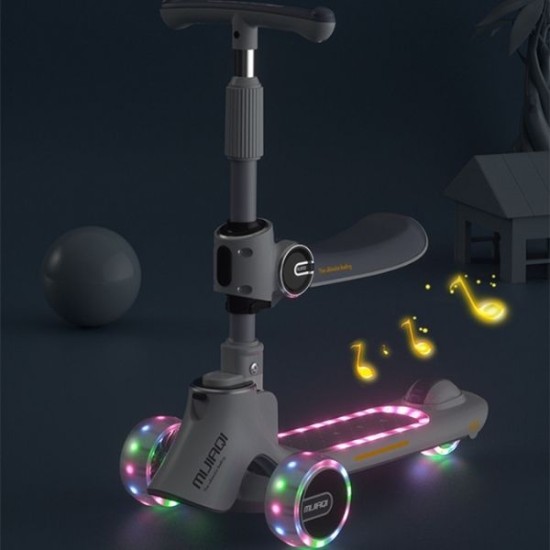 LED Wheel Kids Foot Scooter Kick Pedal Mobility E Scooter With Music Function image