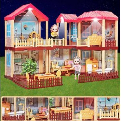 Princess House DIY Semi-Open Villa Castle Dollhouse Kit with  3 AG13 Button Batteries Princess House DIY Semi-Open Villa Castle Dollhouse Kit with  3 AG13 Button Batteries
