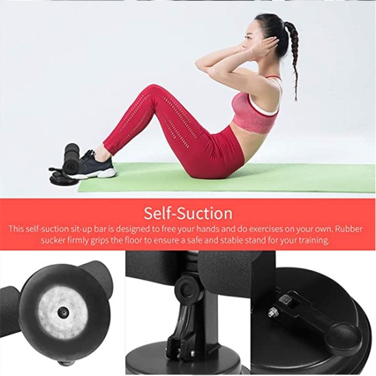 Black Portable Self-Suction Sit-Up Bar Equipment Outdoors, Fitness and wellbeing, Fitness image