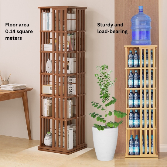 360° Rotating Floor Standing Bookshelf: Simple and Organized Storage Solution for Students and Home Office Furniture , Shelves & Racks, Shelf, Desk & Office Storage image