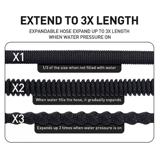 Non-Kink Extra Strength Fabric 25-30 meters garden hose, Water Hose with Shut Off Valve, 8 Pattern Functions Spray Nozzle Outdoors, Garden image