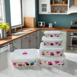 Cartoon Food Container with Locked Lid 5Pcs set Cartoon Food Container with Locked Lid 5Pcs set