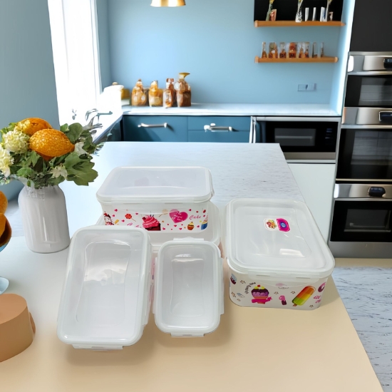 Cartoon Food Container with Locked Lid 5Pcs set Storage & Organisation, Kitchenware, Kitchen & Food Storage, Kitchen image