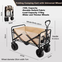 Portable folding Trolley Multi-functional Outdoor Camping Cart with Swivel Wheels