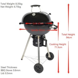 Tall & Large Round Outdoor BBQ Charcoal Grill with Portable Wheels