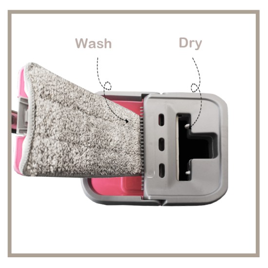 Wash & Dry Flat Mop & Bucket Cleaning System + FREE Additional Mop Head Household Cleaning, Mops & Buckets, Bathroom image
