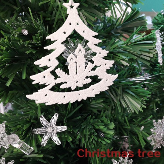 Tree Shape Glittering Ornament For Christmas Tree (Pack of 3) image