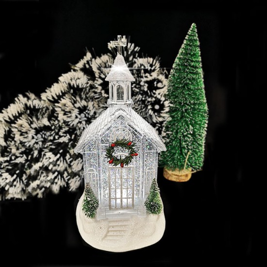 Christmas Decoration Glittering Glass House Snow Globe image