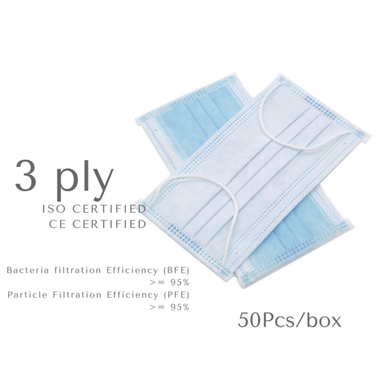 3 Ply Earloop Disposable Medical Face Mask with CE Certificate Outdoors, Fitness and wellbeing, Hygiene image