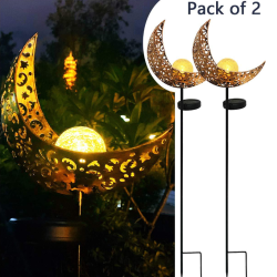 2-Pack Moon Shape Glass Globe Solar LED Garden Light Crescent Moon 2-Pack Moon Shape Glass Globe Solar LED Garden Light Crescent Moon