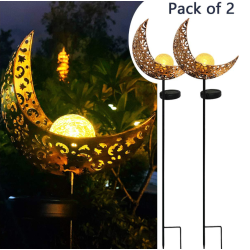 2-Pack Moon Shape Glass Globe Solar LED Garden Light Crescent Moon 2-Pack Moon Shape Glass Globe Solar LED Garden Light Crescent Moon