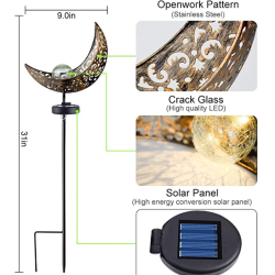 2-Pack Moon Shape Glass Globe Solar LED Garden Light Crescent Moon 2-Pack Moon Shape Glass Globe Solar LED Garden Light Crescent Moon
