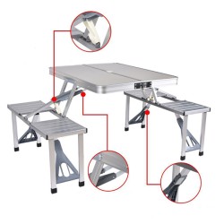 Aluminum Folding Camping Picnic Table with Stools Set