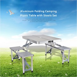 Aluminum Folding Camping Picnic Table with Stools Set Aluminum Folding Camping Picnic Table with Stools Set