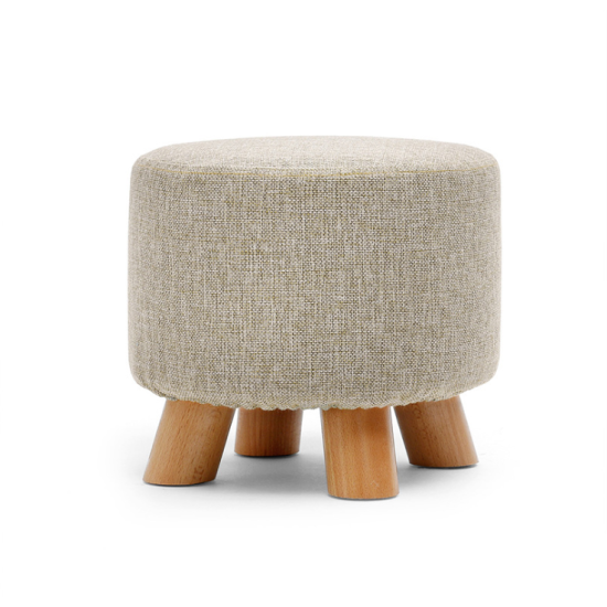 Square and Round Footrest Stool, Change Shoes Stool with 4 Wooden Legs image