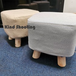 Square and Round Footrest Stool, Change Shoes Stool with 4 Wooden Legs Square and Round Footrest Stool, Change Shoes Stool with 4 Wooden Legs