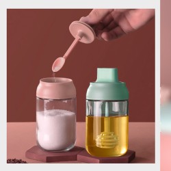 Kitchen Glass Seasoning Bottle ,Spice Jars with Combination Spoon and Lid Design(3 PCs)