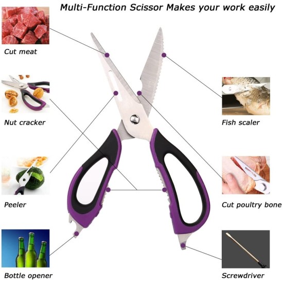 Kitchen Scissors, Sharp Kitchen Shears ,Multipurpose Stainless Steel Scissor with Magnetic Holder Kitchenware, Kitchen image