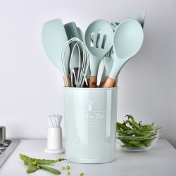 Silicone Kitchen Utensil Set with Free Storage Bucket