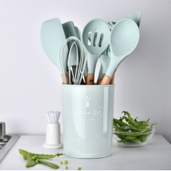 Silicone Kitchen Utensil Set with Free Storage Bucket Silicone Kitchen Utensil Set with Free Storage Bucket