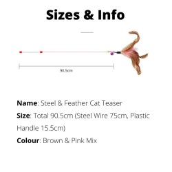 Durable Steel & Feather Cat Teaser Stick Durable Steel & Feather Cat Teaser Stick