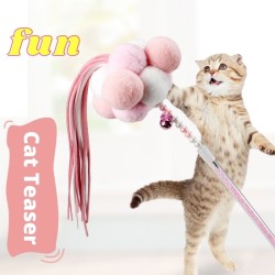 Suede Tassel & Pearl Cat Teaser Stick Toy Suede Tassel & Pearl Cat Teaser Stick Toy