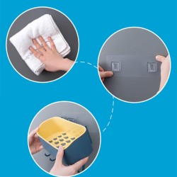 Wall Mount No Drilling Bathroom Shelf with Towel Bar and Hooks, Kitchen Storage Basket