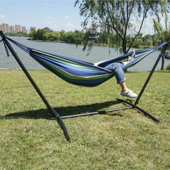 Cotton Hammock with Space-Saving Steel Stand Outdoors, Outdoor Living image