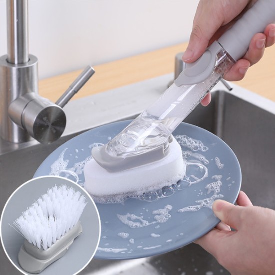 Sponge Brush Pot and Bowl Brush with detergent dispenser Household Cleaning, Cleaning Brushes, Cloths & Sponges, Kitchen, Bathroom image