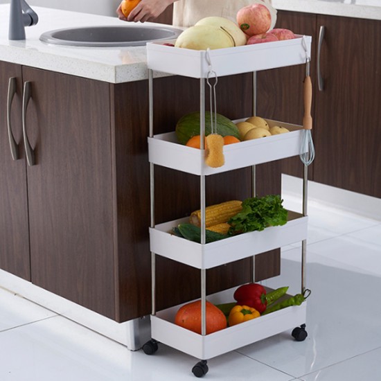 Space-Saving 3 or 4 Tier Storage Trolley, Rolling Cart with Wheels Storage & Organisation, Kitchen, Bedroom, Home Organizers image