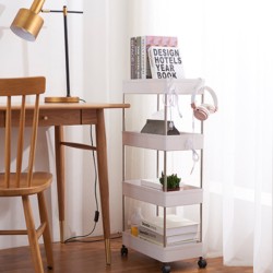 Space-Saving 3 or 4 Tier Storage Trolley, Rolling Cart with Wheels