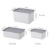 White Plastic Storage Boxes Organiser with Gray Lids 4Pcs image