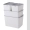 White Plastic Storage Boxes Organiser with Gray Lids 4Pcs