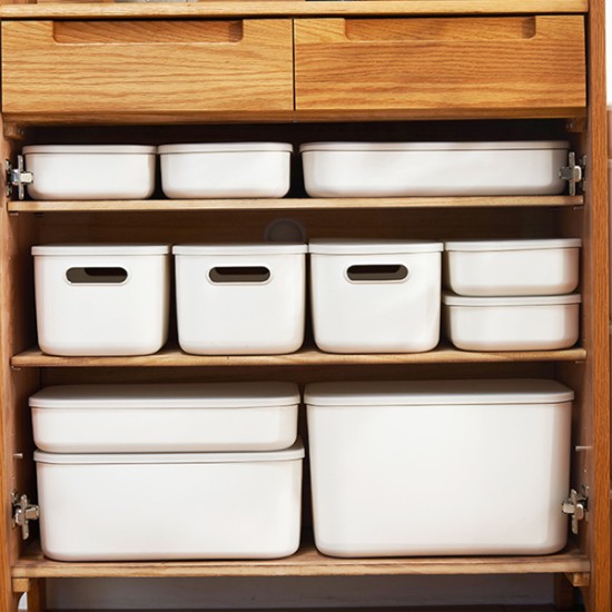 White Plastic Storage Box with Handles and Lids Set Storage & Organisation, Storage Boxes & Baskets, Storage Room image