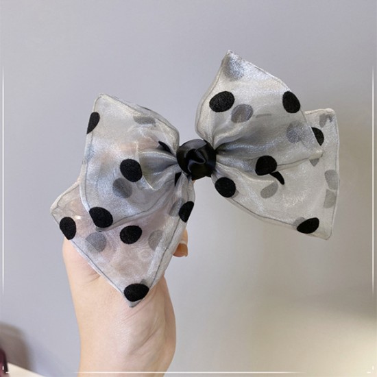 Dotted Bow Ponytail Holder Pinch Cock Hair Accessories, Bedroom image
